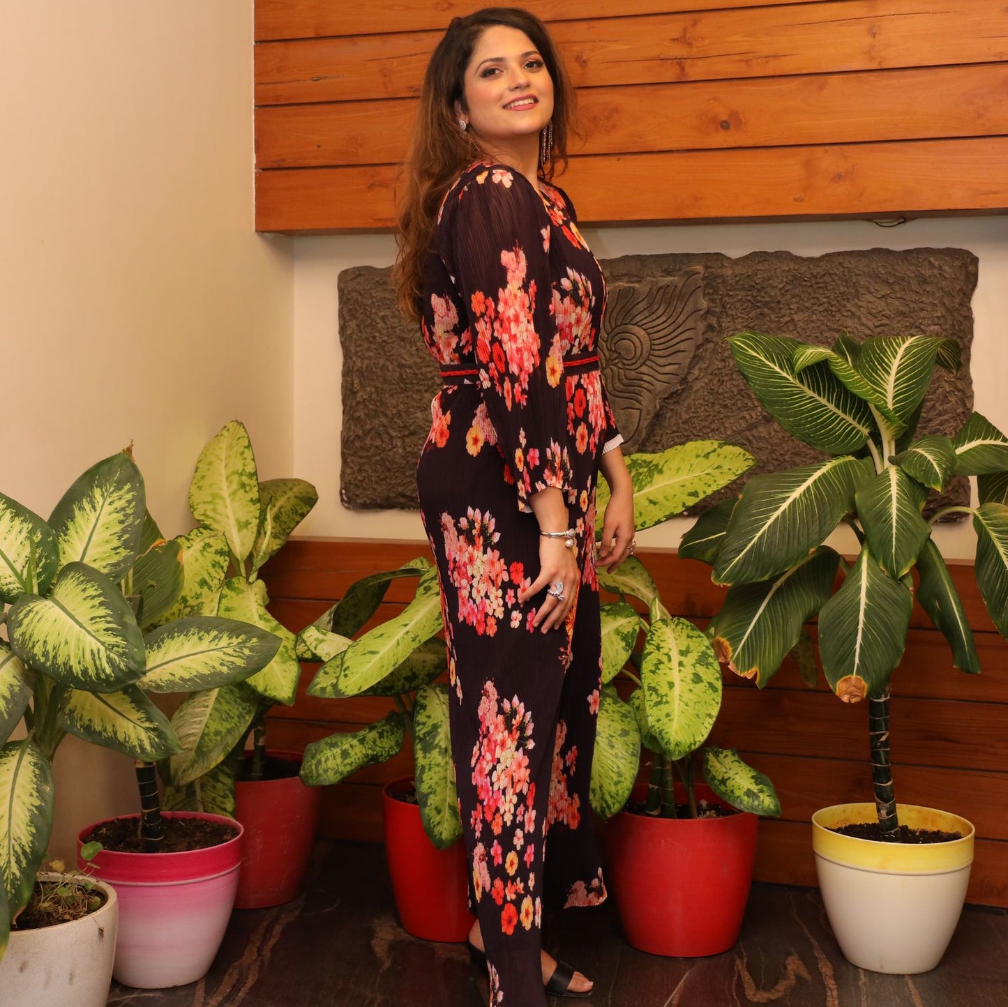 Minimal Pleated Floral Dress