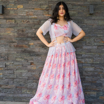 Pink Floral Lehenga