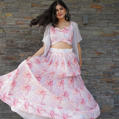 Pink Floral Lehenga