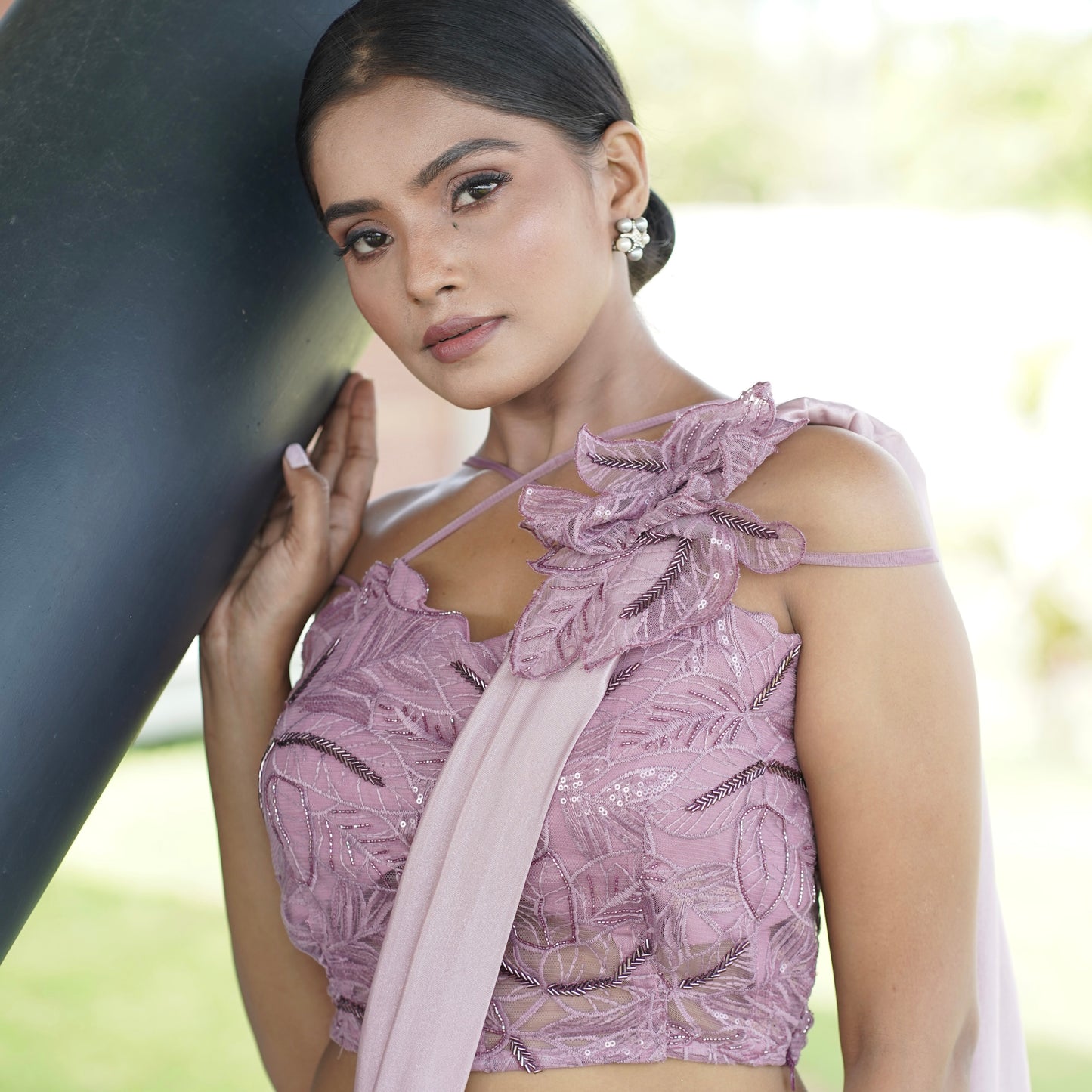 Pretty Pink Pre-draped Saree