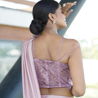 Pretty Pink Pre-draped Saree