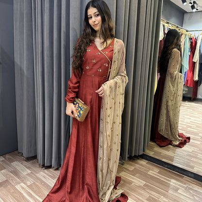 Red Anarkali Suit with Dupataa