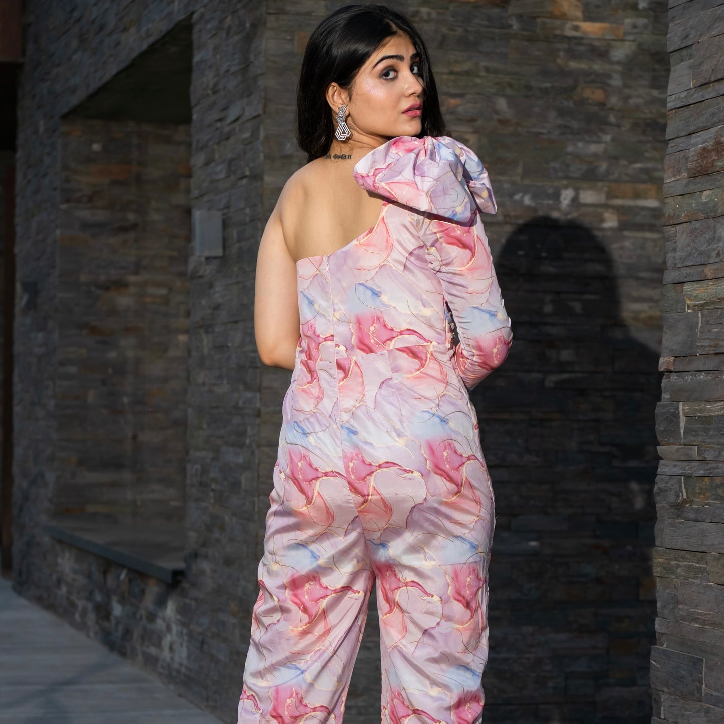 Digital Print Pink Floral Jumpsuit