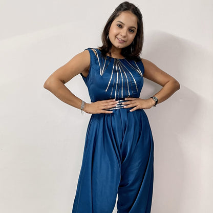 Blue Jumpsuit with Belt