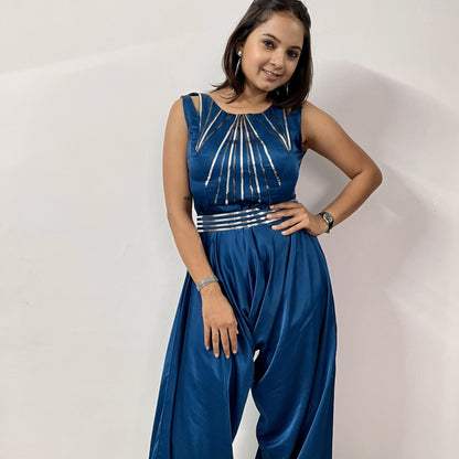 Blue Jumpsuit with Belt