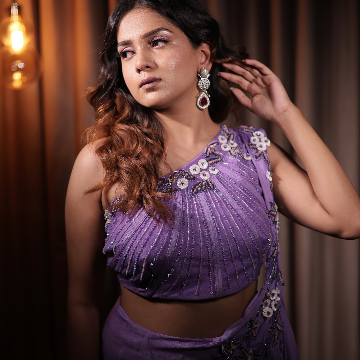 Lilac Drape Saree Ready to Wear