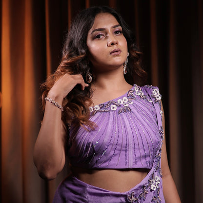 Lilac Drape Saree Ready to Wear