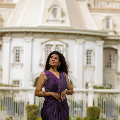 Elegant Purple Satin Gown