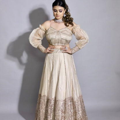 Refined Pearl White Lehenga