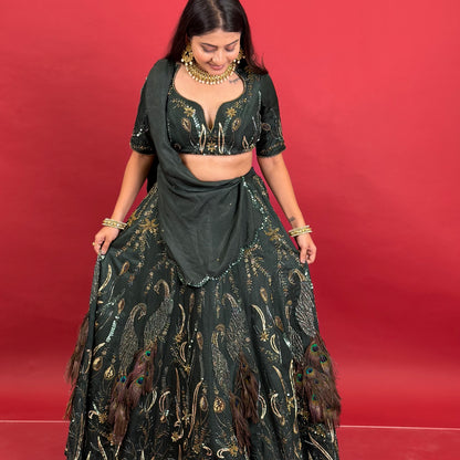 Peacock Feather Lehenga