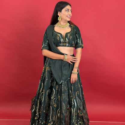 Peacock Feather Lehenga