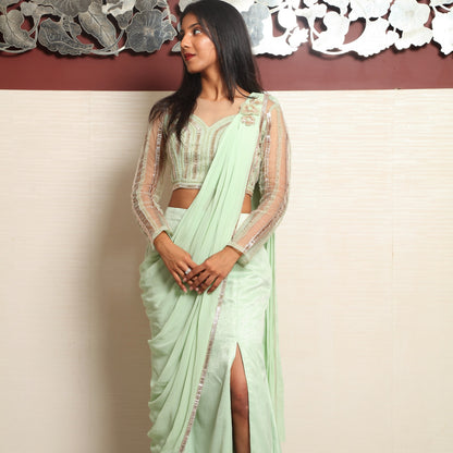 Ready to Wear Mint Saree