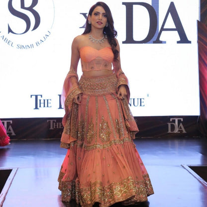 Elegant Peach Sharara Lehenga