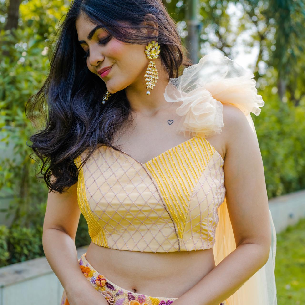 Vibrant Yellow Tie Dye Lehenga