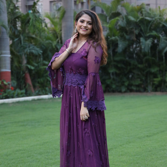 Purple Floral Long Dress