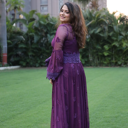 Purple Floral Long Dress